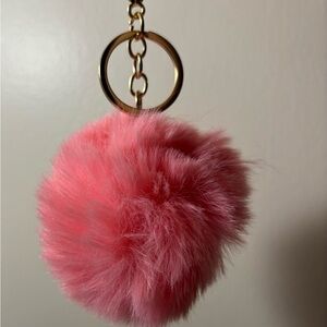 Pink Fluffy Keychain Pom Pom